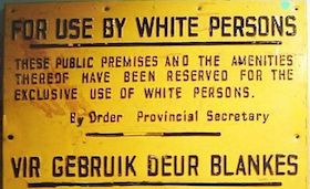 Placa da época do Apartheid