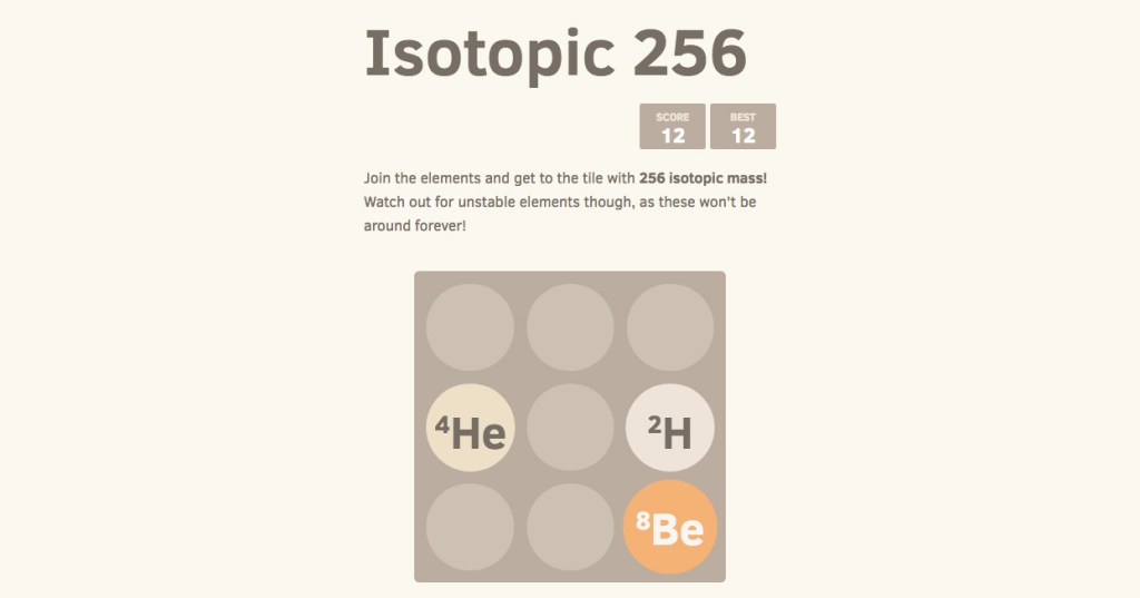 Estude química com um 2048 de isótopos