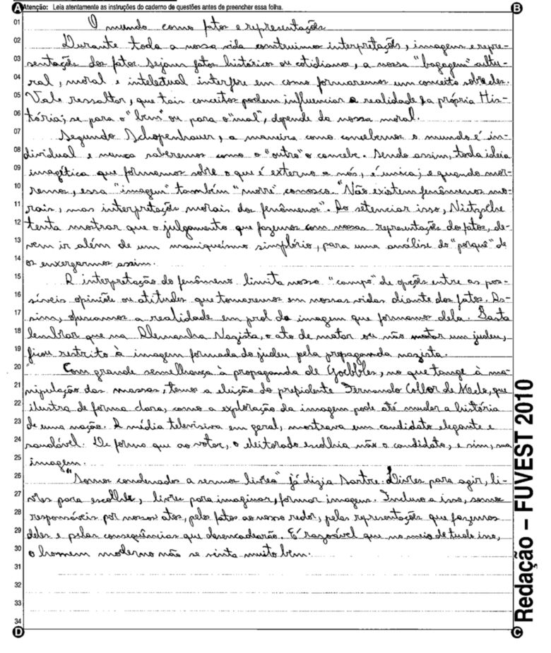 Melhores redações da Fuvest 2010: 'O mundo como fatos e representações'