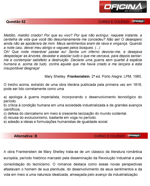 Fuvest 2013: Correção Da Questão 52 Da Primeria Fase Do Vestibular ...