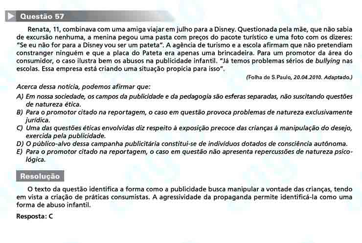 Unesp 2011: Questão 57 – Primeira fase