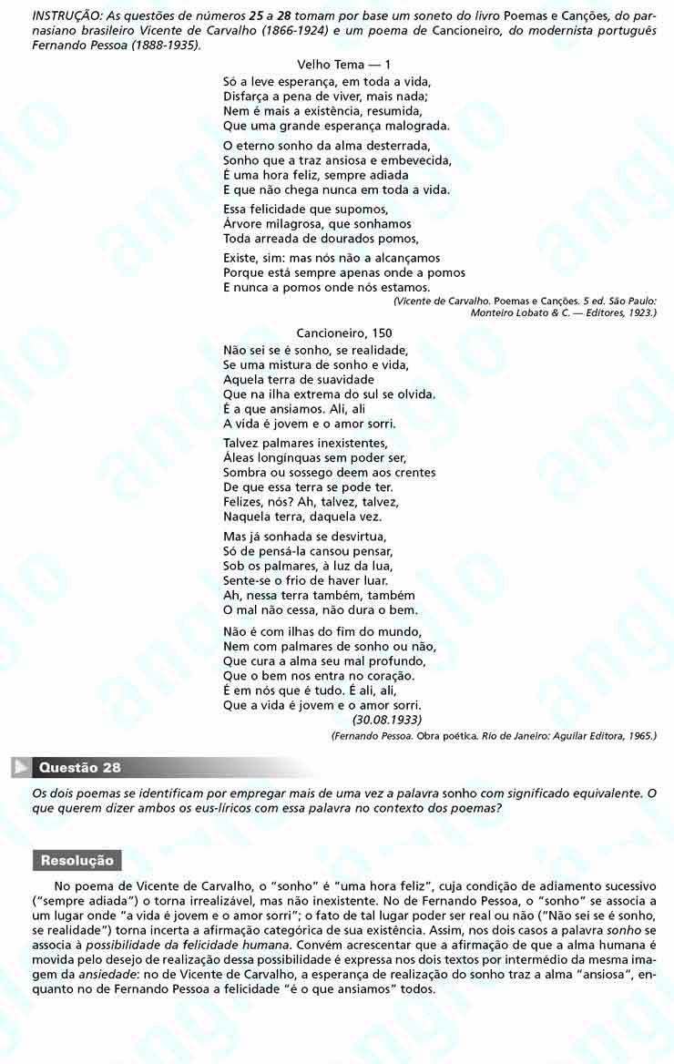Unesp 2011 – segunda fase: Questão 28 – Linguagens e Códigos
