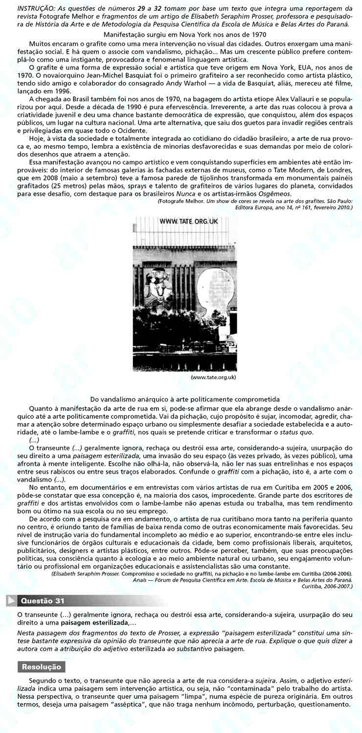 Unesp 2011 – segunda fase: Questão 31 – Linguagens e Códigos