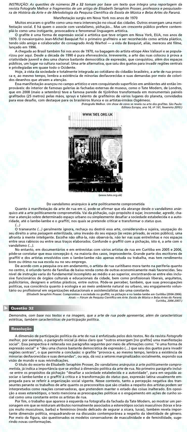Unesp 2011 – segunda fase: Questão 32 – Linguagens e Códigos