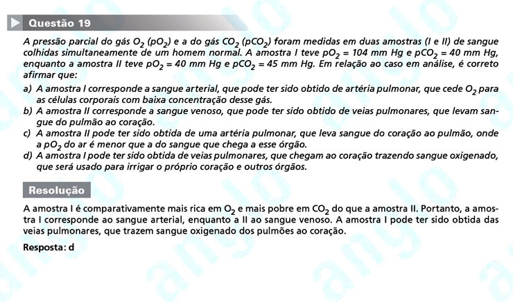 Primeira fase Unicamp 2012: Questão 19 (prova Q e Z)