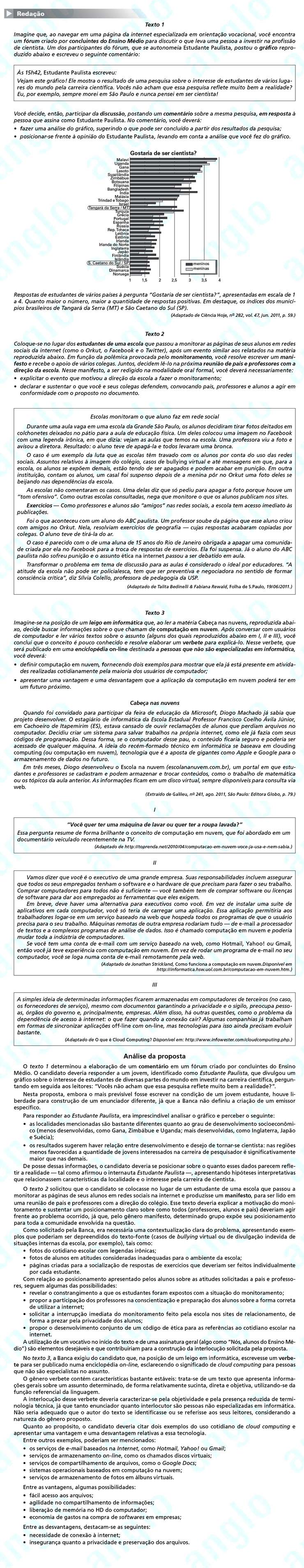 Primeira fase Unicamp 2012: Redação (prova Q e Z)