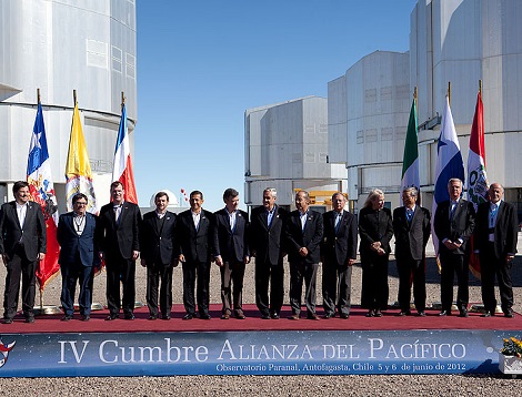 A Aliança do Pacífico foi criada em 2012. Envolve Chile, Peru, México e Colômbia, além de várias nações que são apenas observadoras, de diversos continentes. Os quatro países da Aliança do Pacífico representam 36% do PIB da América Latina. (Foto: Wikimedia Commons)