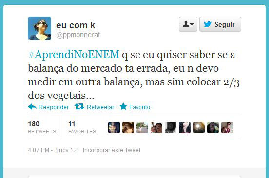 Usando a hashtag #AprendiNoEnem, usuários fazem piada com o conteúdo das provas do Exame Nacional do Ensino Médio, aplicado nos dias 3 e 4 de novembro