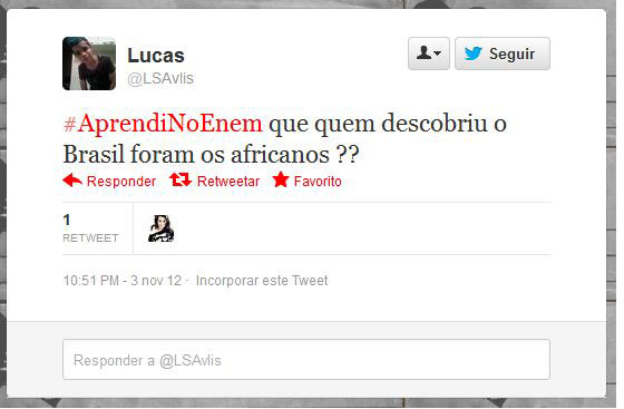 Usando a hashtag #AprendiNoEnem, usuários fazem piada com o conteúdo das provas do Exame Nacional do Ensino Médio, aplicado nos dias 3 e 4 de novembro