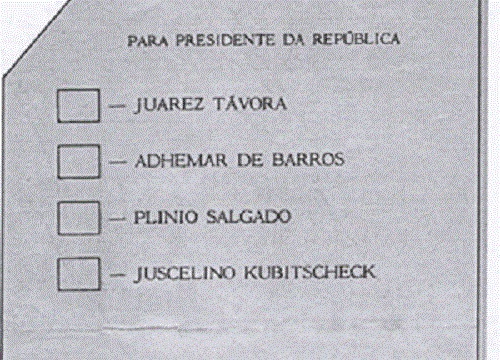 Em 1955 nasceu a cédula oficial de votação, que passou a ser responsabilidade da Justiça Eleitoral.