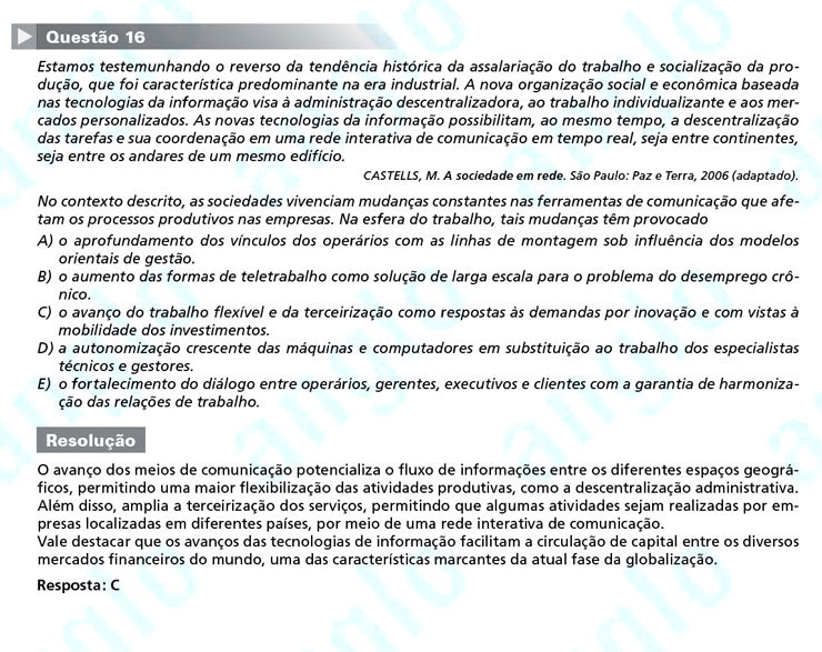 Enem 2011: Questão 16 – Ciências Humanas (prova azul)