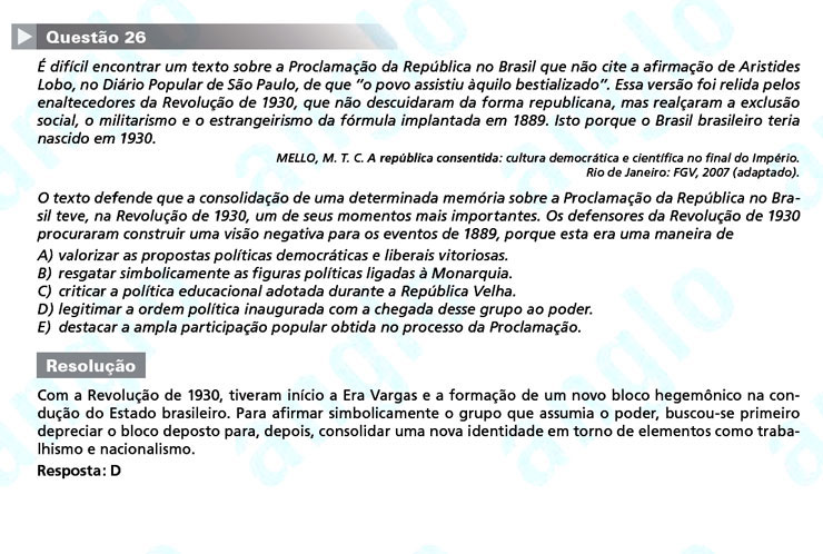 Enem 2011: Questão 26 – Ciências Humanas (prova azul)