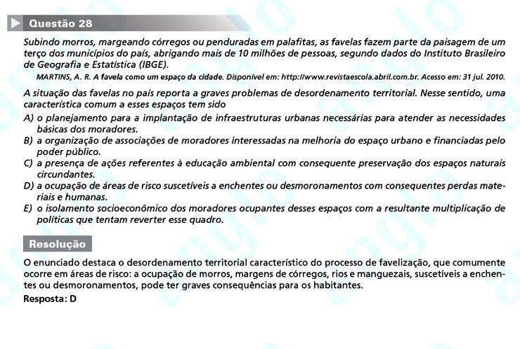 Enem 2011: Questão 28 – Ciências Humanas (prova azul)