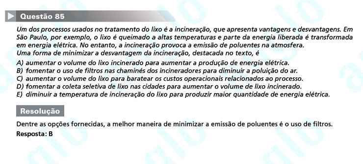 Enem 2011: Questão 85- Ciências da Natureza (prova azul)