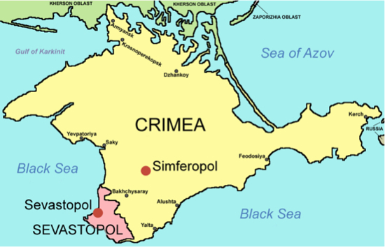 A Crimeia está localizada no sudeste da Ucrânia. Era parte da Rússia até 1954, quando foi tranfesferido para o país vizinho, na época parte da União Soviética. Mais da metade da população dessa região se considera russa e utilizam o russo como idioma do dia a dia. (Foto: Wikimedia Commons)