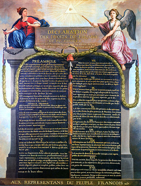 Durante a Revolução Francesa foi elaborado o primeiro documento sobre os direitos humanos no mundo. Era a Declaração dos Direitos do Homem e do Cidadão.