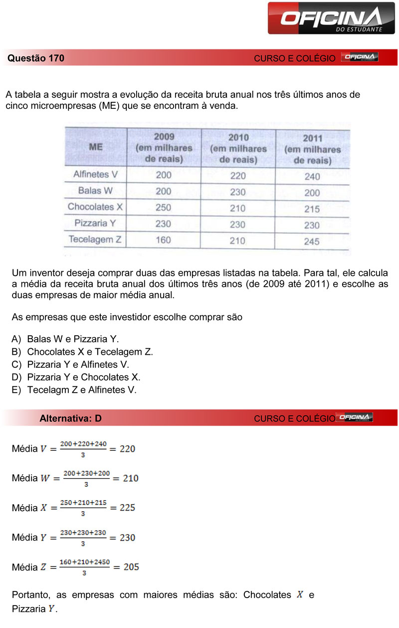 Enem 2012: Correção Da Questão 170 | Guia Do Estudante