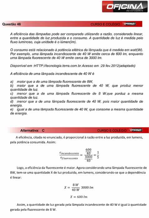 Enem 2012: correção da questão 46