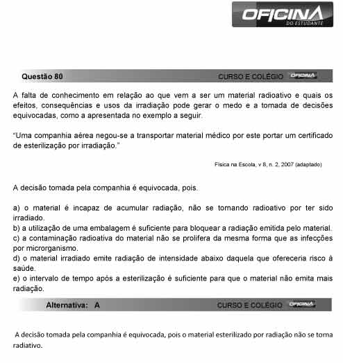 Enem 2012: correção da questão 80