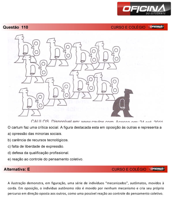 Enem 2013 – Correção da questão  110 – Linguagens e Códigos