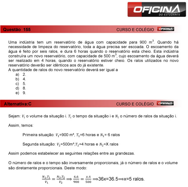 Enem 2013 – Correção da questão 155 – Matemática