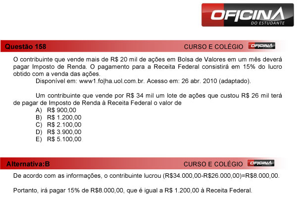 Enem 2013 – Correção da questão 158 – Matemática