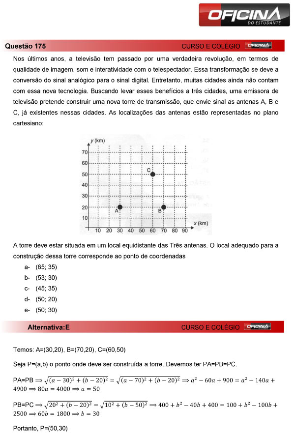 Enem 2013 – Correção da questão 175 – Matemática