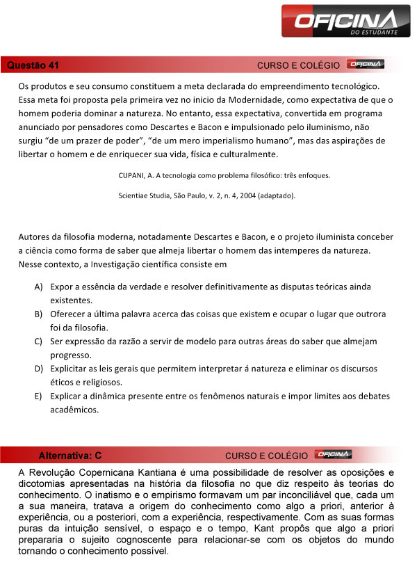 Enem 2013 – Correção da questão 41 – Ciências Humanas