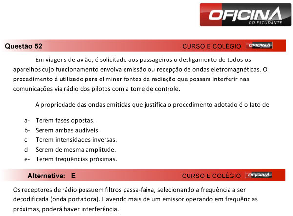 Enem 2013 – Correção da questão 52 – Ciências da Natureza