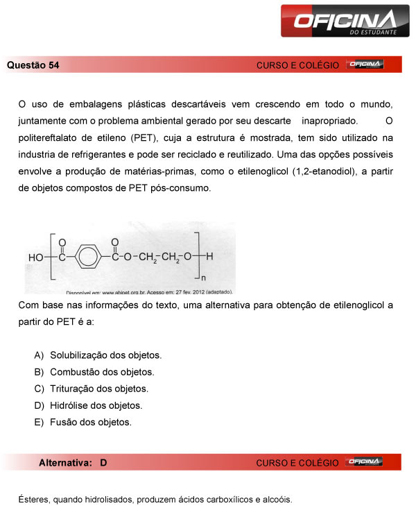 Enem 2013 – Correção da questão 54 – Ciências da Natureza