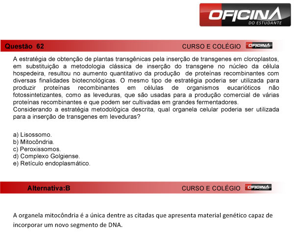 Enem 2013 – Correção da questão 62 – Ciências da Natureza