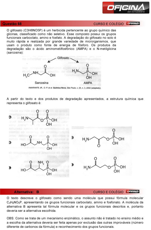 Enem 2013 – Correção da questão 68 – Ciências da Natureza