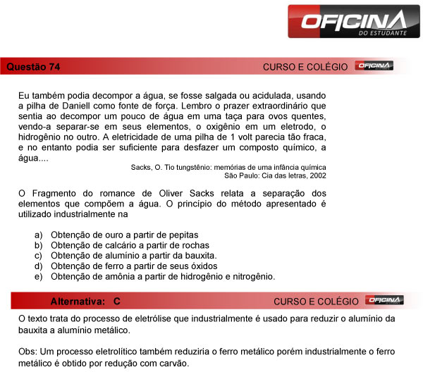 Enem 2013 – Correção da questão 74 – Ciências da Natureza