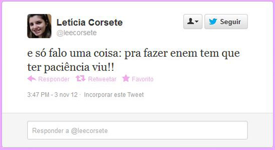Muitos usuários consideraram a prova cansativa e manifestaram preocupação quanto ao segundo dia, que terá redação e matemática. Clique no Leia mais para ver a correção do primeiro dia de prova Muitos usuários consideraram a prova cansativa e manifestaram preocupação quanto ao segundo dia, que terá redação e matemática. Clique no Leia mais para ver a correção do primeiro dia de prova