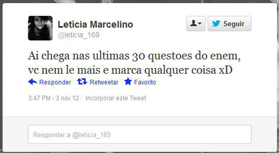 Muitos usuários consideraram a prova cansativa e manifestaram preocupação quanto ao segundo dia, que terá redação e matemática. Clique no Leia mais para ver a correção do primeiro dia de prova Muitos usuários consideraram a prova cansativa e manifestaram preocupação quanto ao segundo dia, que terá redação e matemática. Clique no Leia mais para ver a correção do primeiro dia de prova