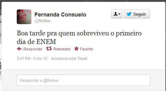 Muitos usuários consideraram a prova cansativa e manifestaram preocupação quanto ao segundo dia, que terá redação e matemática. Clique no Leia mais para ver a correção do primeiro dia de prova Muitos usuários consideraram a prova cansativa e manifestaram preocupação quanto ao segundo dia, que terá redação e matemática. Clique no Leia mais para ver a correção do primeiro dia de prova