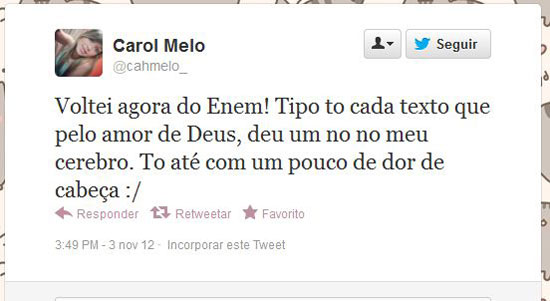Muitos usuários consideraram a prova cansativa e manifestaram preocupação quanto ao segundo dia, que terá redação e matemática. Clique no Leia mais para ver a correção do primeiro dia de prova Muitos usuários consideraram a prova cansativa e manifestaram preocupação quanto ao segundo dia, que terá redação e matemática. Clique no Leia mais para ver a correção do primeiro dia de prova