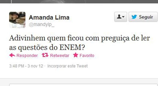 Muitos usuários consideraram a prova cansativa e manifestaram preocupação quanto ao segundo dia, que terá redação e matemática. Clique no Leia mais para ver a correção do primeiro dia de prova Muitos usuários consideraram a prova cansativa e manifestaram preocupação quanto ao segundo dia, que terá redação e matemática. Clique no Leia mais para ver a correção do primeiro dia de prova