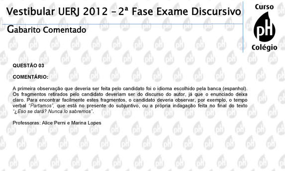 Uerj 2012 – Espanhol (questão 3)