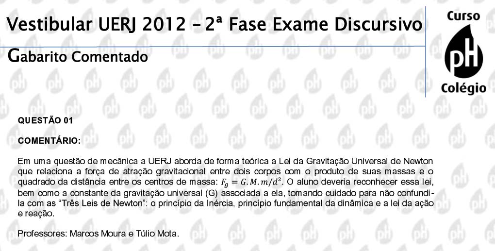 Uerj 2012 – Física (questão 1)