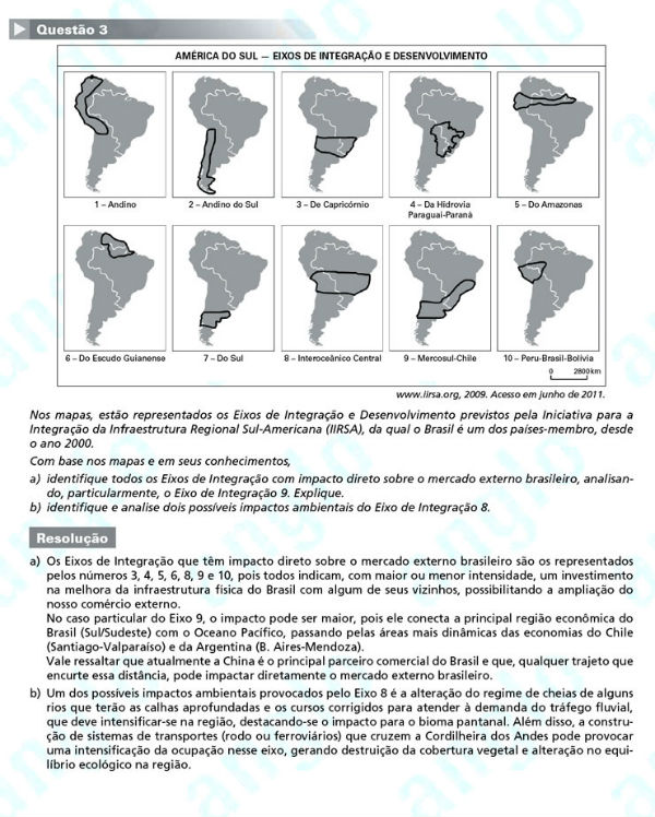 Fuvest 2012: Questão 3 (segunda fase) – conhecimentos específicos – prova de geografia