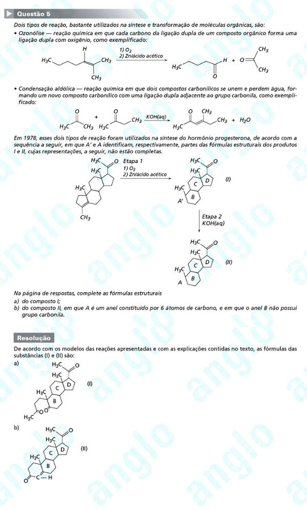 Fuvest 2012: Questão 5 (segunda fase) – conhecimentos específicos – prova de química