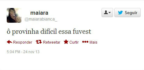 Estudantes comentam na rede social sobre dificuldade da prova. Primeira fase da Fuvest foi aplicada neste domingo (24) Estudantes comentam na rede social sobre dificuldade da prova. Primeira fase da Fuvest foi aplicada neste domingo (24)