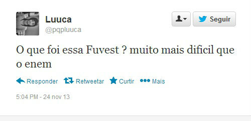 Estudantes comentam na rede social sobre dificuldade da prova. Primeira fase da Fuvest foi aplicada neste domingo (24) Estudantes comentam na rede social sobre dificuldade da prova. Primeira fase da Fuvest foi aplicada neste domingo (24)