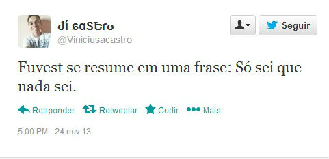 Estudantes comentam na rede social sobre dificuldade da prova. Primeira fase da Fuvest foi aplicada neste domingo (24) Estudantes comentam na rede social sobre dificuldade da prova. Primeira fase da Fuvest foi aplicada neste domingo (24)