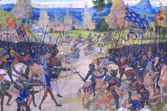 Após a peste, as batalhas foram retomadas em 1356.  O momento de maior destaque desse período foi a Batalha de Poitiers, em que os ingleses conseguiram prender o próprio rei da França. (Imagem: Wikimedia Commons)