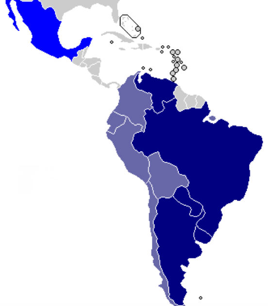 O Mercosul é formado atualmente por cinco membros plenos ou Estados partes, que são: Argentina, Brasil, Paraguai, Uruguai e Venezuela. A Bolívia é um Estado parte em processo de adesão, já que a inclusão do país nessa categoria vem sendo debatida desde 2011. Chile, Peru, Colômbia, Equador, Guiana e Suriname são Estados Associados ao bloco. Nova Zelândia e México são países observadores. (Imagem: Wikimedia Commons)