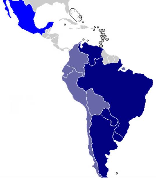 O Mercosul é formado atualmente por cinco membros plenos ou Estados partes, que são: Argentina, Brasil, Paraguai, Uruguai e Venezuela. A Bolívia é um Estado parte em processo de adesão, já que a inclusão do país nessa categoria vem sendo debatida desde 2011. Chile, Peru, Colômbia, Equador, Guiana e Suriname são Estados Associados ao bloco. Nova Zelândia e México são países observadores. (Imagem: Wikimedia Commons)