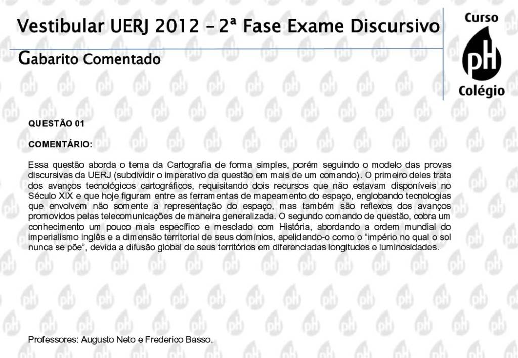 Uerj 2012 – Geografia (questão 1)