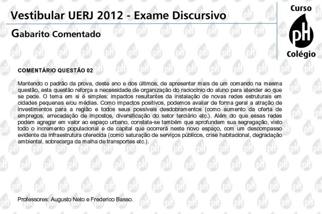 Uerj 2012 – Geografia (questão 2)